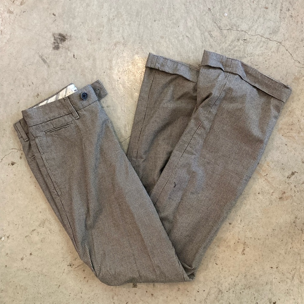 ines de la fressange uniqlo checked houndstooth wide leg pants slacks size 0